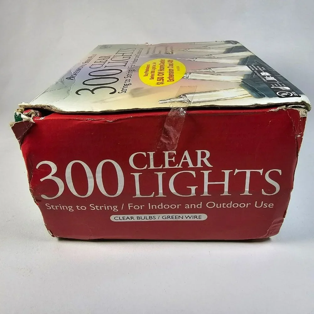 300-Count Steady / Flashing Clear String Lights NEW Green Wire 98ft Pro Series+